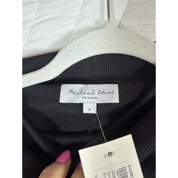 Michael Stars Evereve Shirt Womens Small Black Denise Ultra Rib Mock Neck New - Picture 5 of 6